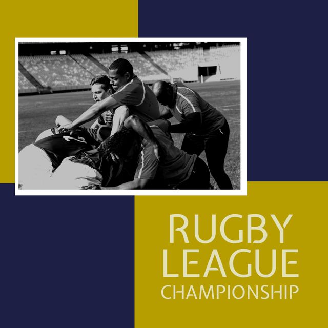 Rugby League Championship with Diverse Male Players in Action - Download Free Stock Templates Pikwizard.com