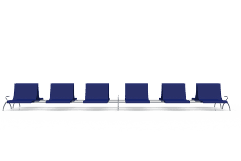 Row of Blue Airport Seats on Transparent Background