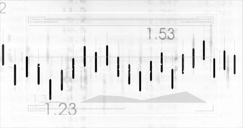 Abstract Monochrome Data Science Dashboard with Candlestick Bars