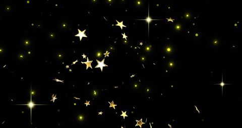 Golden Stars with Glowing Particles on Black Background - Download Free Stock Images Pikwizard.com