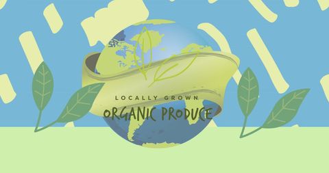 Eco-friendly concept with earth and leaves promoting organic produce