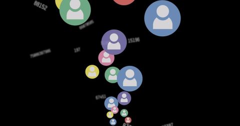 Colored social media icons with numbers interaction