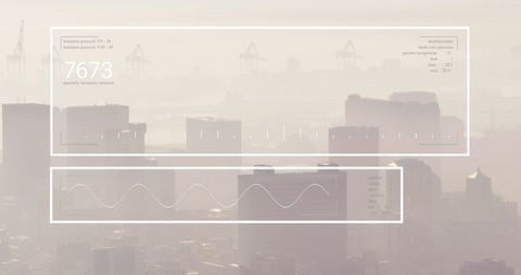 city skyline enveloped in haze with digital data overlay - Download Free Stock Images Pikwizard.com