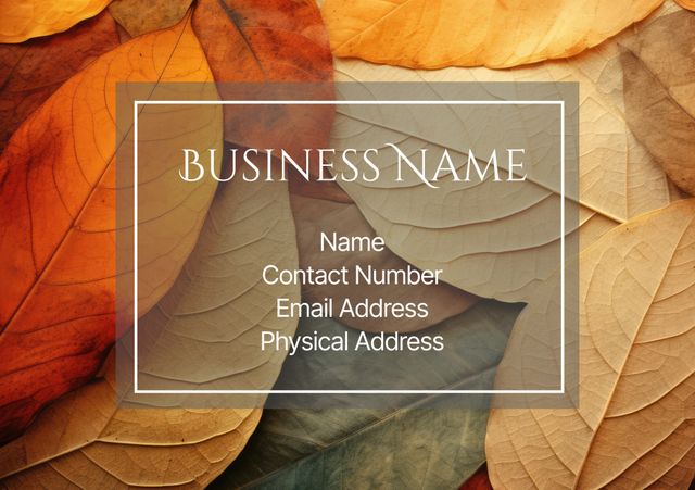 Elegant Business Contact Card Template with Autumn Leaf Background - Download Free Stock Templates Pikwizard.com