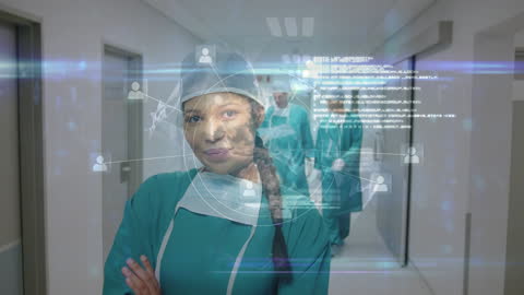 Smiling Doctor with Digital Data Interface Projection