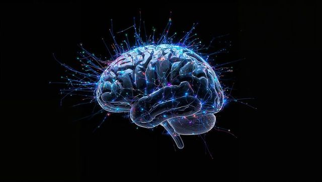 Neon neural network brain pulsing with glowing synapses and futuristic ai connections