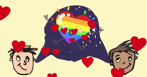 Colorful Pride Celebration with Rainbow Heart and Kids Smiling - Download Free Stock Images Pikwizard.com