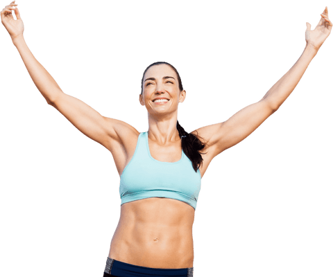 Joyful Caucasian Sportswoman Celebrating Victory Transparent - Download Free Stock Videos Pikwizard.com