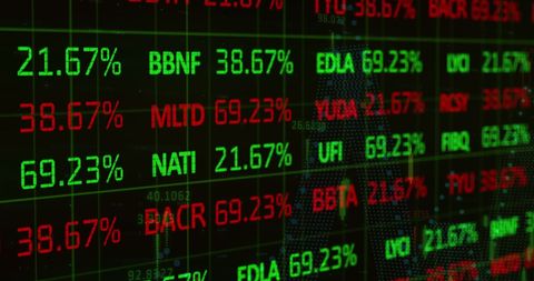 Dynamic Stock Market Digital Display with Increased Percentages - Download Free Stock Images Pikwizard.com