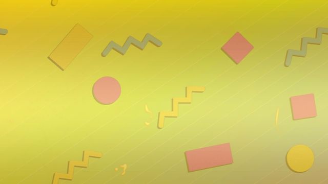 This animation features various geometric shapes such as rectangles, circles, and zigzags on a gradient yellow background. The colorful, abstract design creates visual interest and a modern feel. It is ideal for use in digital art projects, websites, social media graphics, or presentations that need a vibrant and playful touch.