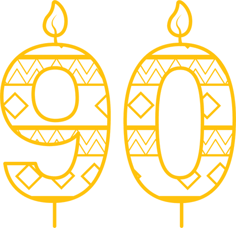 Yellow 90 Number Candle with Flames on Transparent Background - Download Free Stock Videos Pikwizard.com