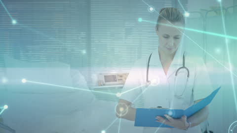 Healthcare Professional Analyzing Digitalized Medical Data Interface