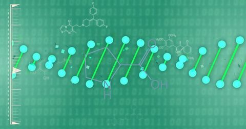 DNA Strand and Chemical Formulas on Green Binary Background - Download Free Stock Images Pikwizard.com