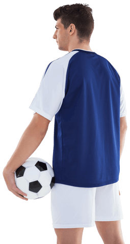 Transparent illustration sportsman with football facing away