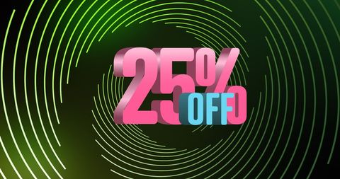 25 percent off sale with vibrant green spiral