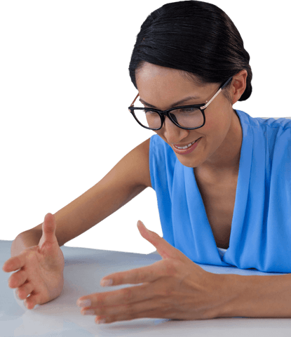 Transparent Background Businesswoman Gesturing and Smiling