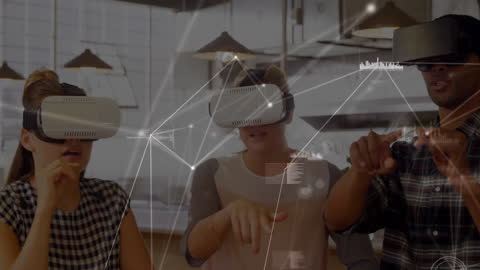 Professionals Engaging with Virtual Reality Technology in Office Setting