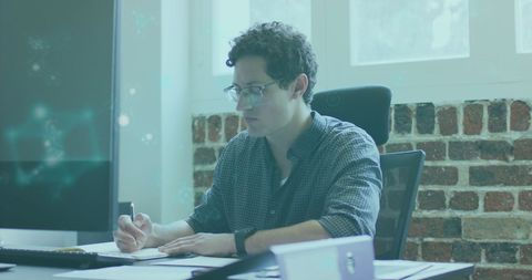 Businessman planning with digital technology innovation