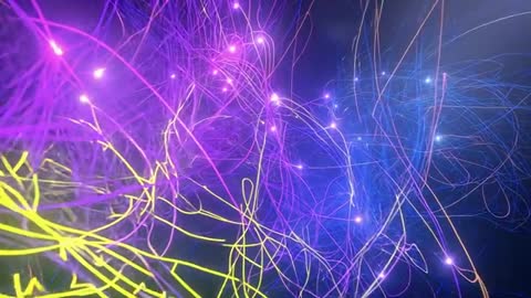 Dynamic Neon Light Trails in Dark Space