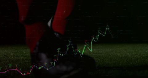 Soccer Player Steps with Futuristic Stock Chart Overlay