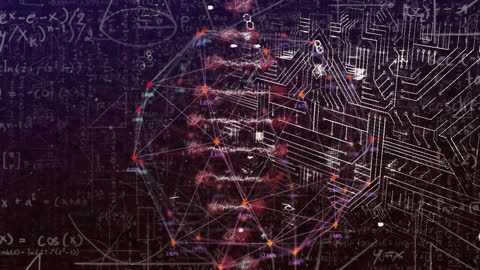 DNA and Digital Padlock Over Cybersecurity Interface