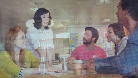 Diverse Professionals Collaborating with Technological Overlay