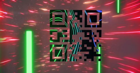 Neon QR Code with Red and Green Lights Overlays Digital Concept - Download Free Stock Images Pikwizard.com