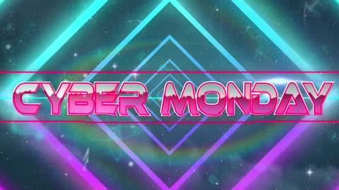 Cyber Monday Neon Geometric Animation with Glowing Effects