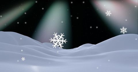 Magical Winter Scene with Snowflake and Aurora Borealis