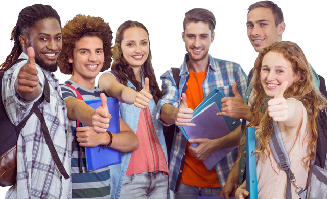 Group of Smiling Students Giving Thumbs Up Black Transparent Background - Download Free Stock Videos Pikwizard.com