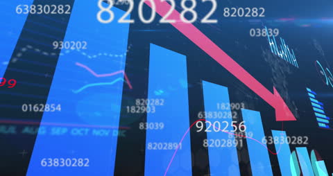 Digital Financial Dashboard with Falling Economic Indicators