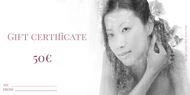 Serene Woman with Floral Background Gift Certificate - Download Free Stock Templates Pikwizard.com