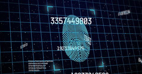 Digital Fingerprint on Tech Grid with Changing Numbers - Download Free Stock Images Pikwizard.com