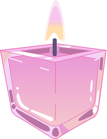 Transparent pink cube candle glow minimalist decor