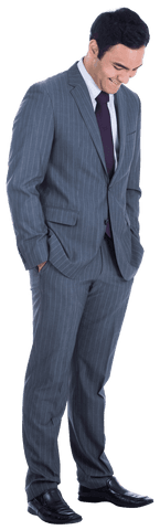 Transparent Ambitious Businessman in Pinstripe Suit Looking Down