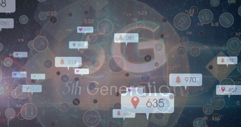 Futuristic Digital Data Overlay with 5G Elements and Icons - Download Free Stock Images Pikwizard.com