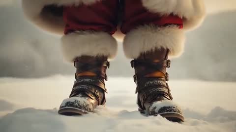 Santa Boot Footprints Creating Winter Magic in Snowy Wilderness