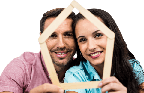 young couple holding house shape symbolizing homeownership concept - Download Free Stock Videos Pikwizard.com