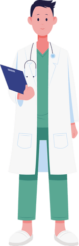 Friendly male doctor vector illustration on transparent background