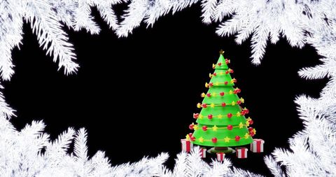 Festive Christmas Tree with Gifts and Frosty Branches - Download Free Stock Images Pikwizard.com