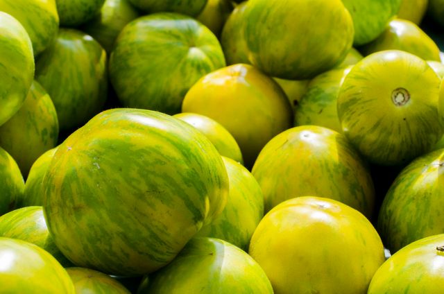 Fresh Green and Yellow Striped Melons in Market - Download Free Stock Photos Pikwizard.com