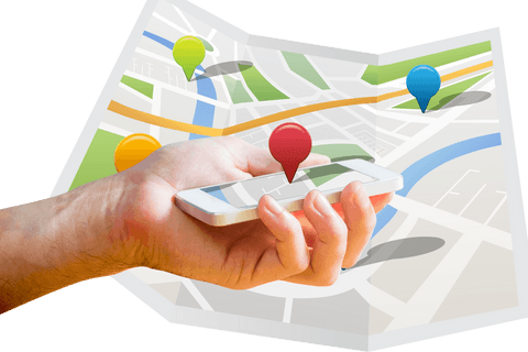 transparent phone navigation on digital map with pin markers - Download Free Stock Videos Pikwizard.com