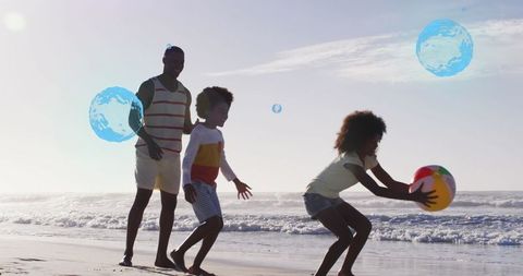 Family Bonding at Beach with Artistic Bubbles