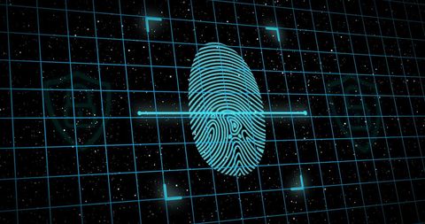 Digital Fingerprint Scanning with Data Security Concepts in Virtual Grid - Download Free Stock Images Pikwizard.com