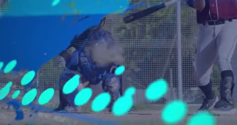 Baseball Players in Action with Teal Technology Overlays