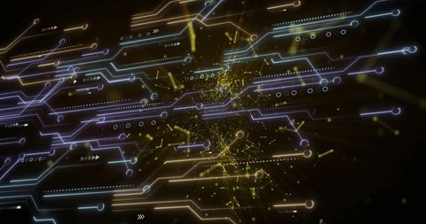 Abstract Circuit Board with Digital Connective Lines on Black - Download Free Stock Images Pikwizard.com