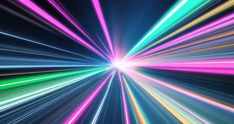 Expanding Neon Light Burst in Surreal Cosmic Tunnel