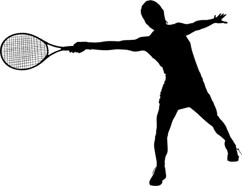 Female tennis player silhouette illustration on transparent background