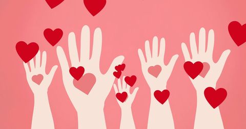 Symbolic Hands and Hearts Over Pink Background - Download Free Stock Images Pikwizard.com