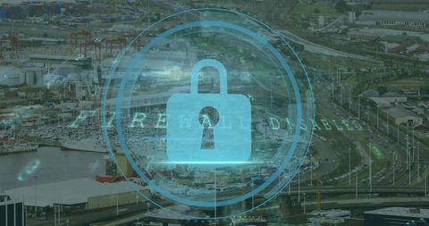 Digital Padlock Icon Overlay on Cityscape Indicating Data Security Concept - Download Free Stock Images Pikwizard.com